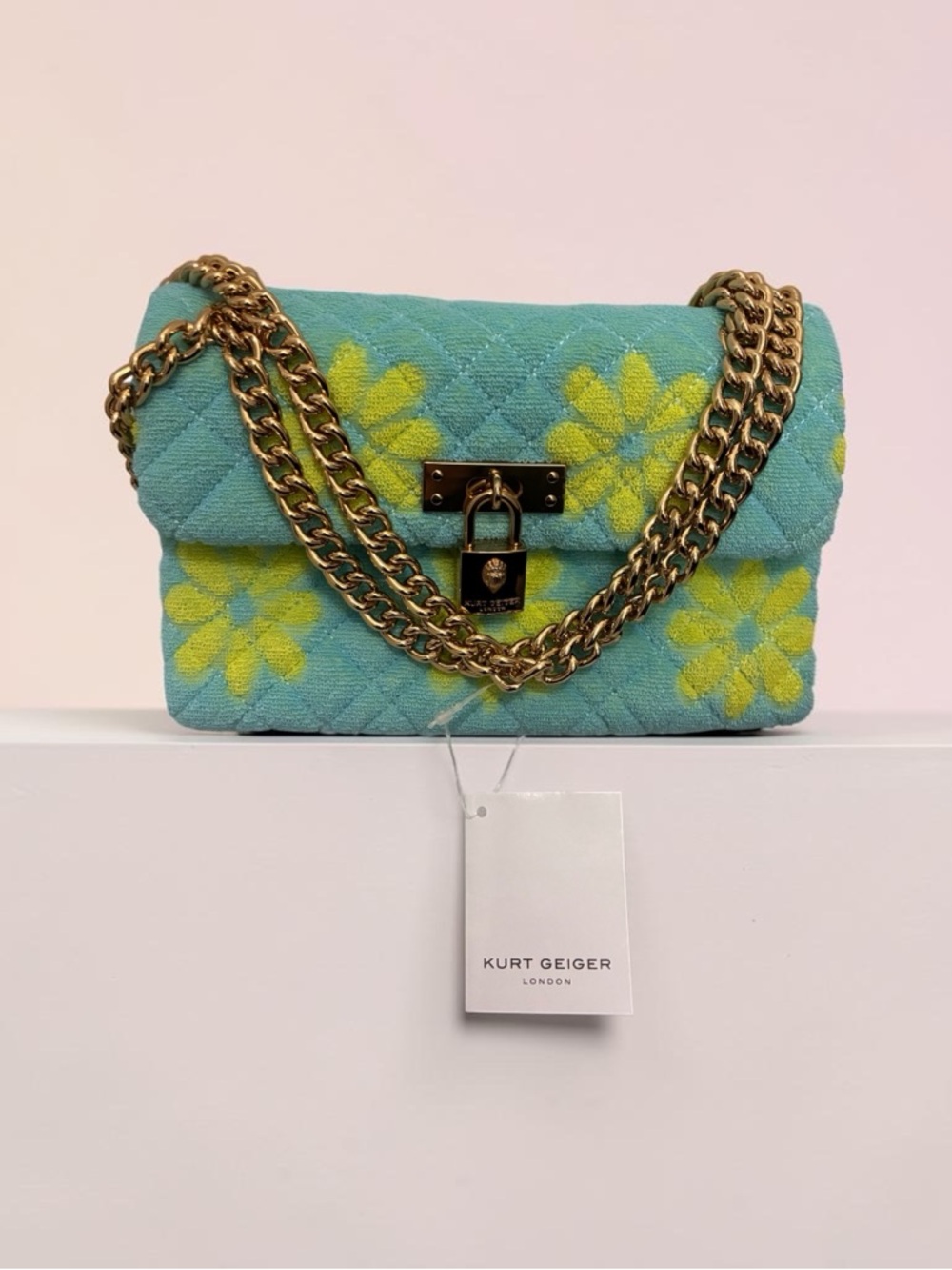 Kurt Geiger Floral Mini Brixton – Blue & Yellow Terry Cloth NWT